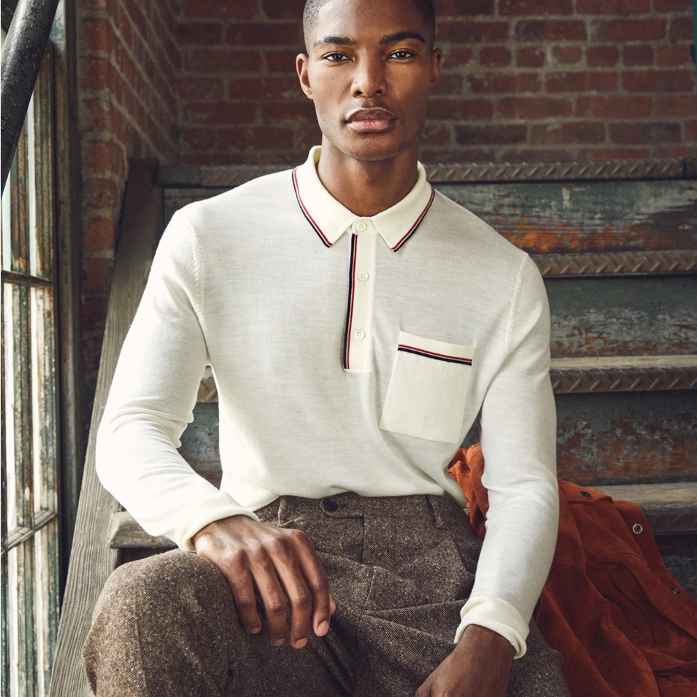 Todd Snyder long-sleeve Marino tipped polo